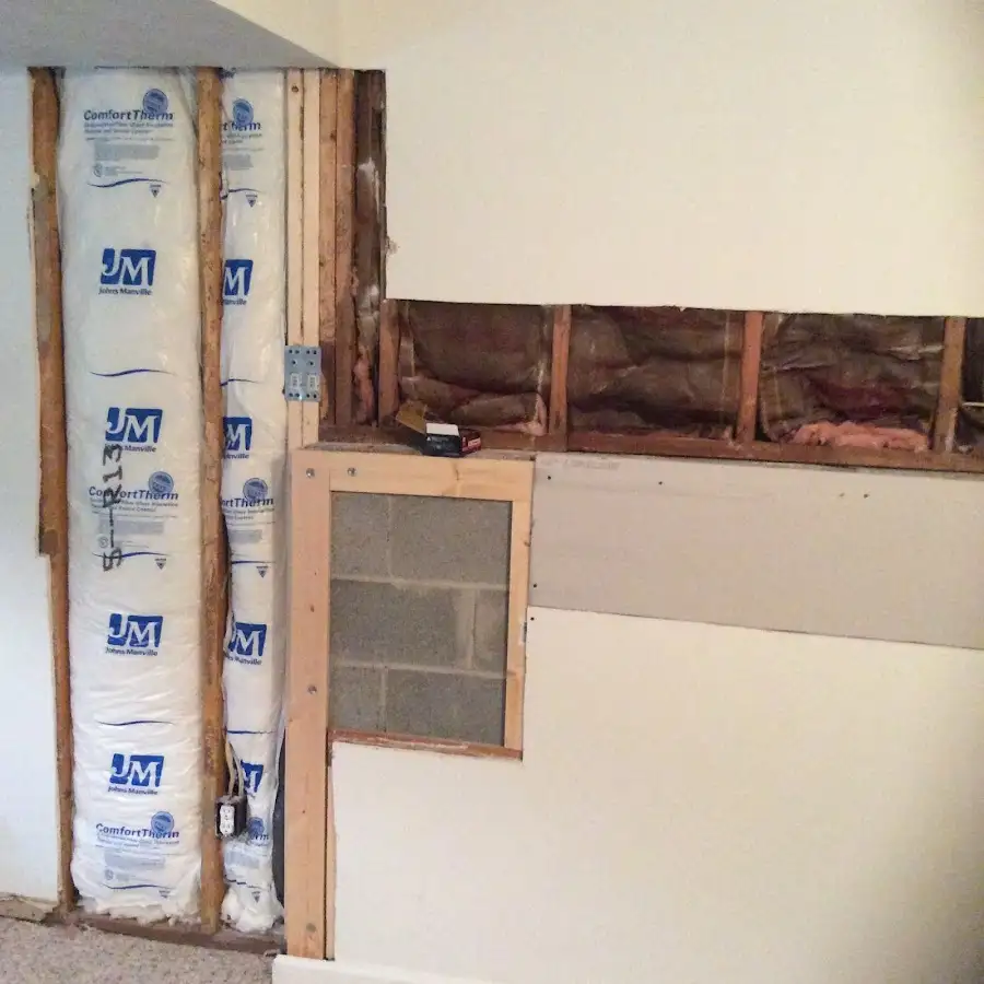 Wall insulation replacement during Basement Flood Cleanup in Youngsville